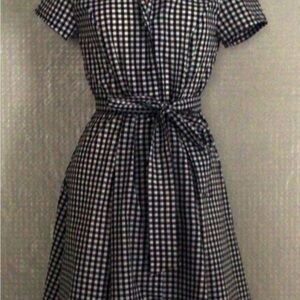 Black and White Gingham Tie-Waist Dress